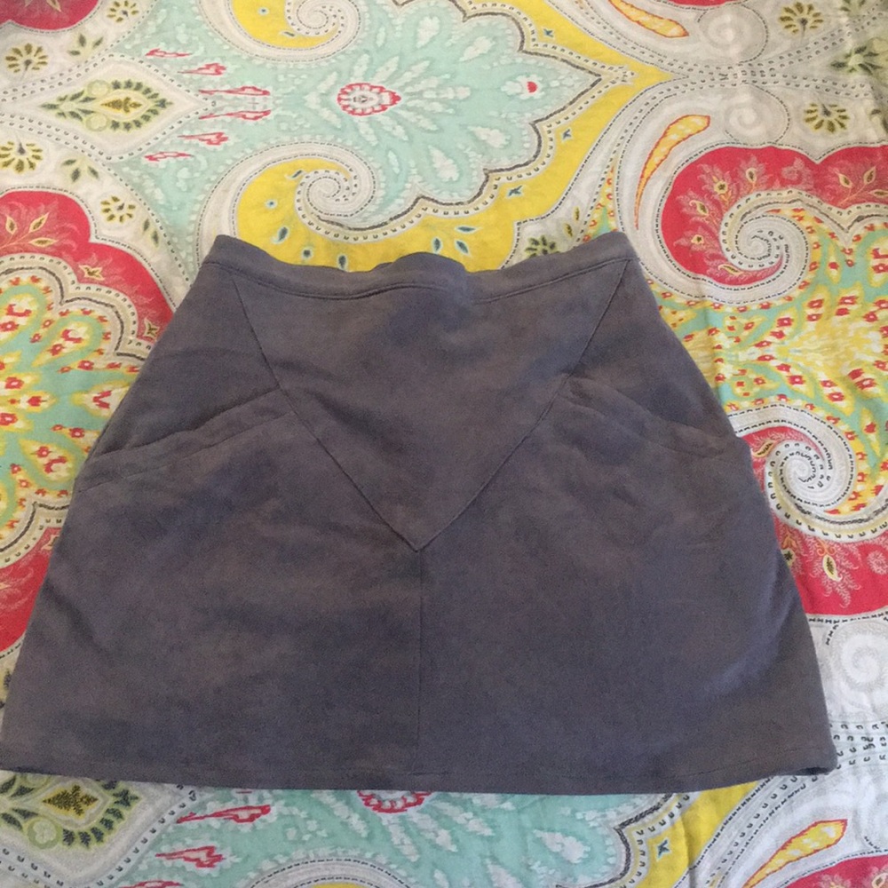 LF Store Suede Grey Mini Skirt